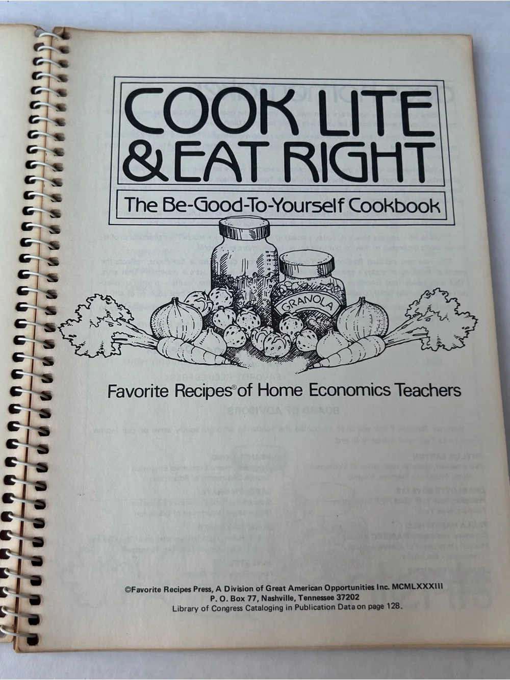 Cook Lite & Eat Right Vintage Cookbook 1983 0871971518 Home Economics Teachers
